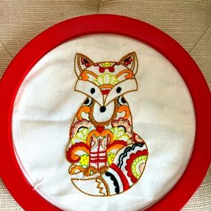 Hand embroidered wall decoration Fairytale Fox